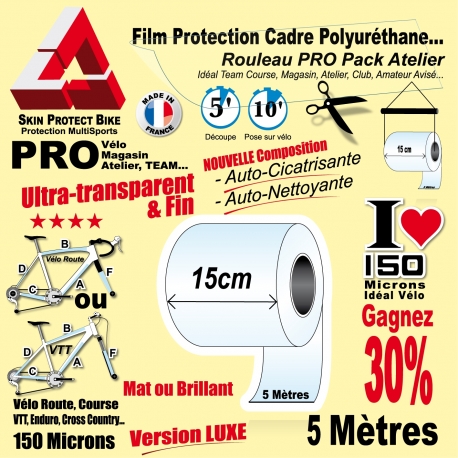 Rouleau Film Protection Cadre Vélo 150 Polyuréthane 15cm Pro Atelier