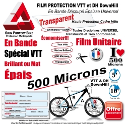 Kit Film Protection cadre VTT 500 Microns Universel Bande Découpé