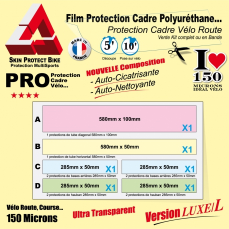 Film Protection cadre Vélo Route Polyuréthane Luxe L