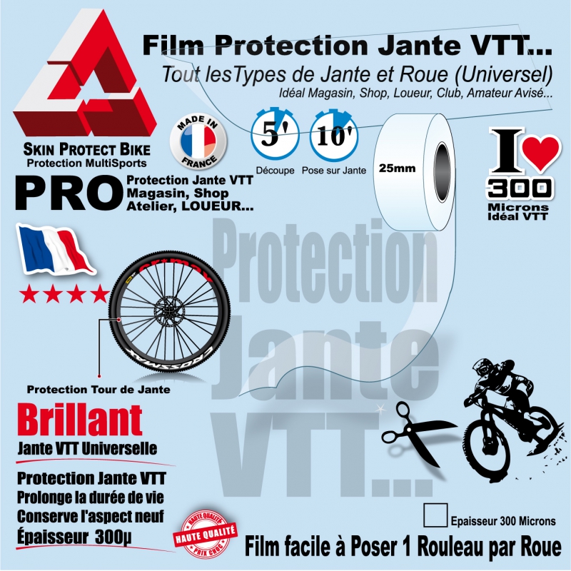Film Protection Jante VTT en Rouleau en 150µ ou 300µ