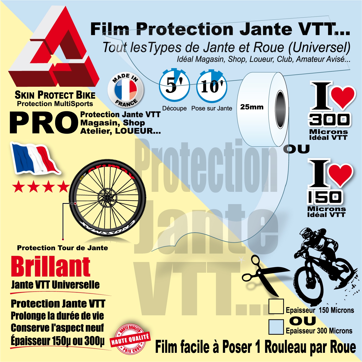 Film Protection Jante VTT en Rouleau en 150µ ou 300µ