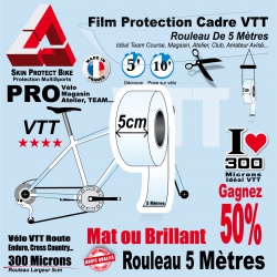 Rouleau Film Protection cadre VTT 300 Microns 5cm en rouleau PRO Mat ou Brillant