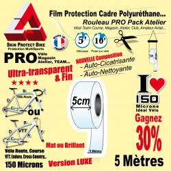 Rouleau Film Protection cadre Vélo 150 Polyuréthane 5cm Pro Atelier Mat ou Brillant