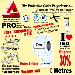 Rouleau Film Protection cadre Vélo 150 Polyuréthane 7cm Pro Atelier Mat ou Brillant
