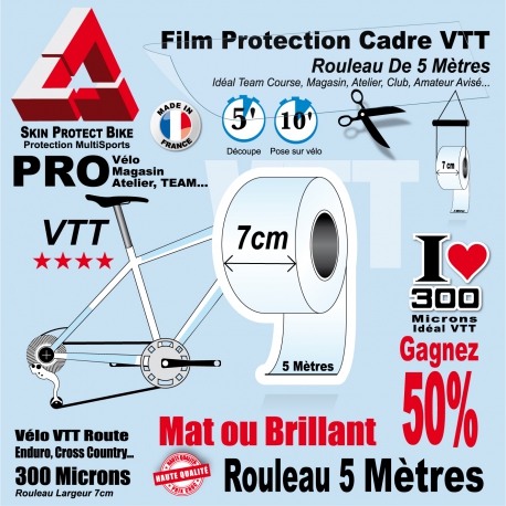 Rouleau Film Protection cadre VTT 300 Microns 10cm en rouleau PRO