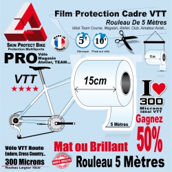 Rouleau Film Protection cadre VTT 300 Microns 15cm en rouleau PRO Mat ou Brillant