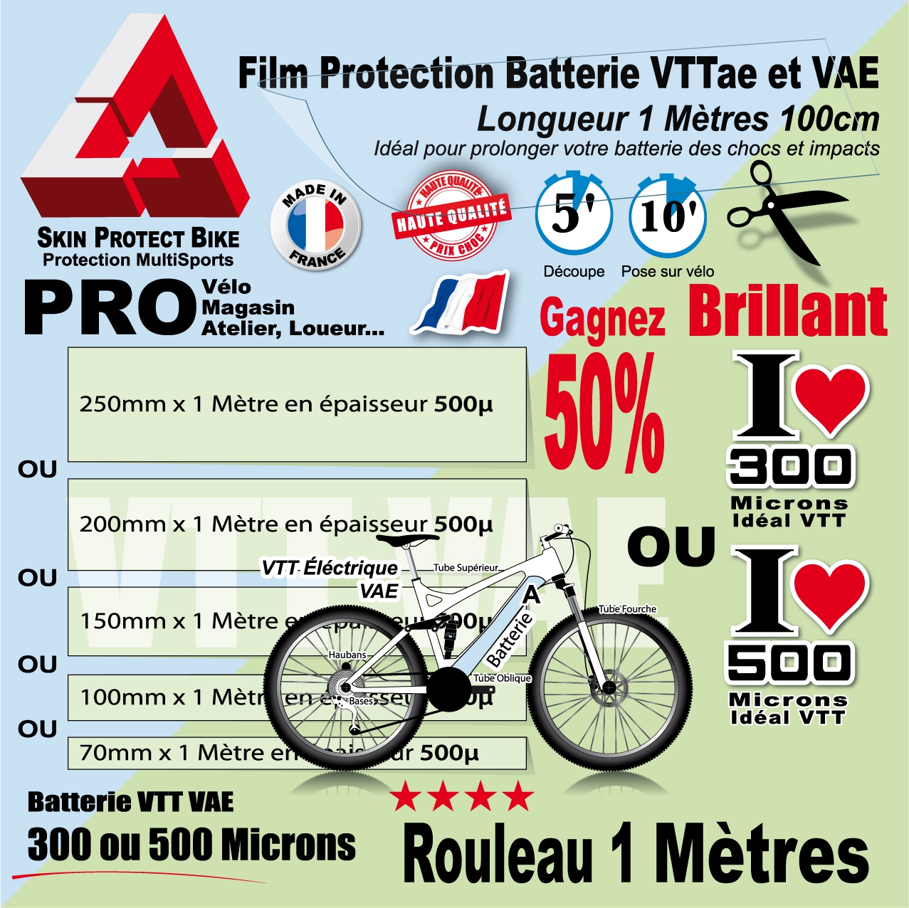 Accurat Protection de cadre pour batteries de vélo électriques 54cm 