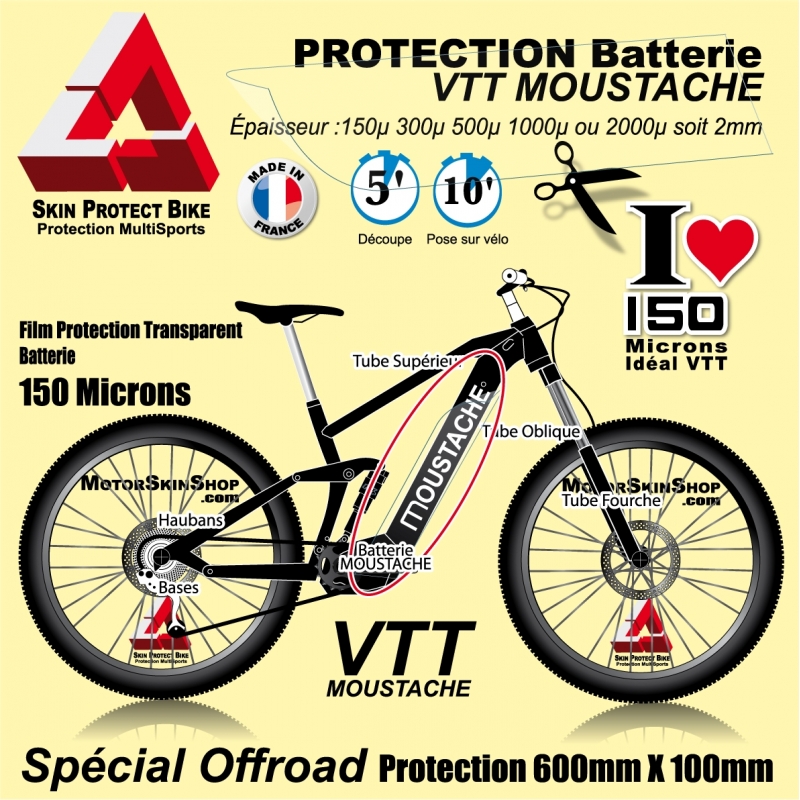 PROTECTION Batterie VTT MOUSTACHE Film Transparent aux choix