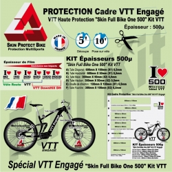 Kit Film Protection cadre VTT 500 Skin Full Bike One 500 Kit VTT Cadre complet plus Fourches