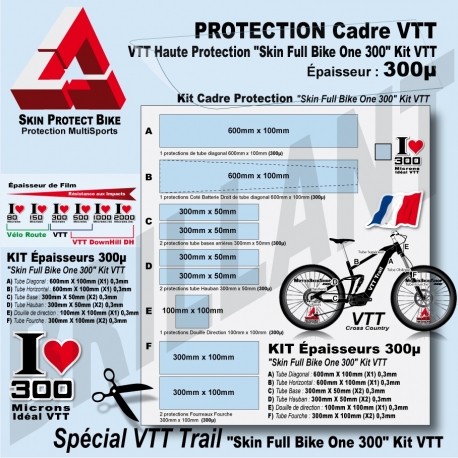 Kit Film Protection cadre VTT 300 Skin Full Bike One 300 Kit VTT Cadre Complet plus Fourches