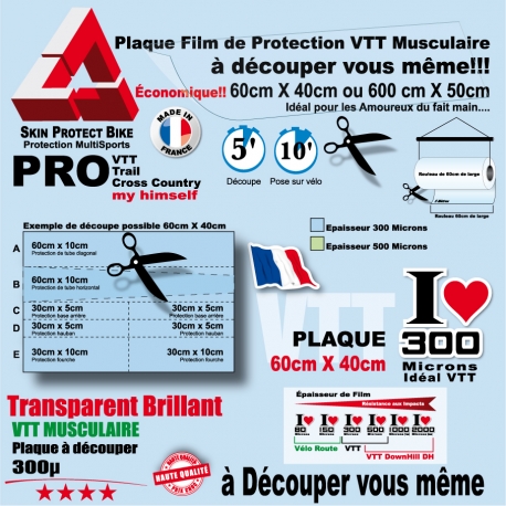 Planche Film Protection VTT Musculaire à découper soi même 300 et 500 Microns