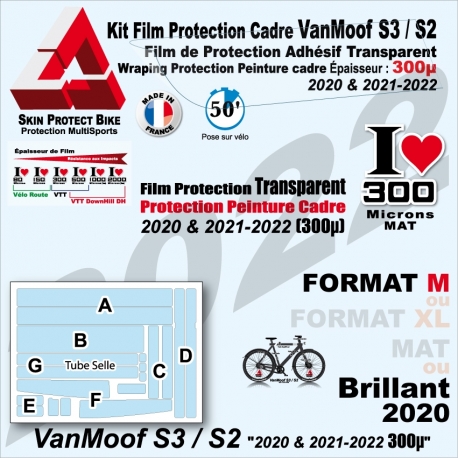 Kit Film Protection Cadre VanMoof S3 / S2 Protection Peinture cadre Épaisseur 300µ Wraping 2020 - 2022