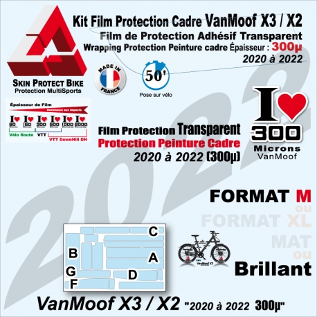 Kit Film Protection Cadre VanMoof X3 / X2 Protection Peinture cadre Épaisseur 300µ Wrapping 2020 à 2022
