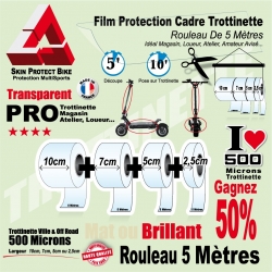 Rouleau Film Protection Cadre Trottinette électrique 500 Microns en rouleau mat ou brillant loueur et location