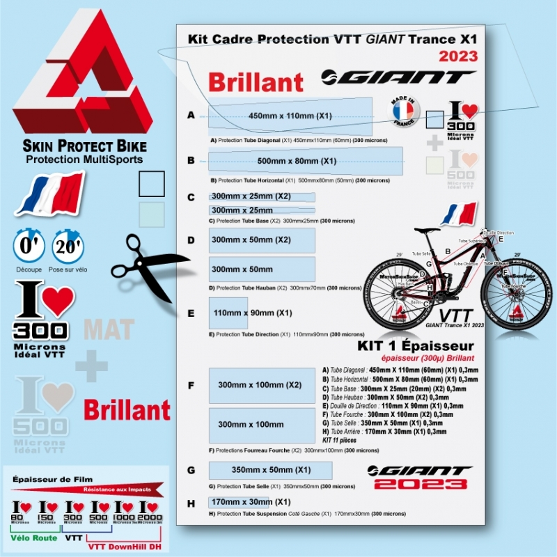 Rouleau Film Protection cadre VTT 300 Microns 10cm en rouleau PRO