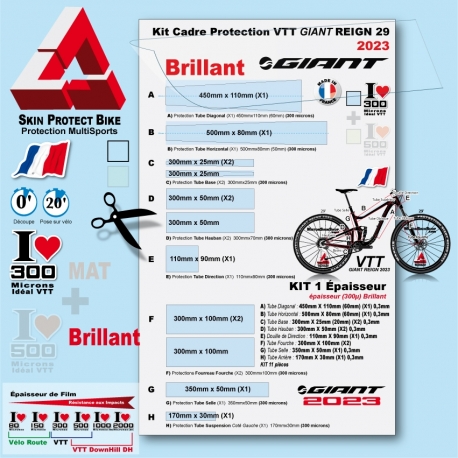 Kit Film Protection VTT GIANT REIGN 2023 2 épaisseurs cadre VTT