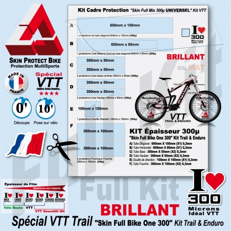 Kit Film Protection cadre VTT Complet "Skin Full Bike One 300" Kit Trail & Enduro