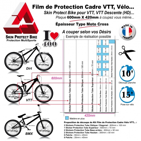 Plaque Film de Protection cadre VTT (Type Moto Cross)