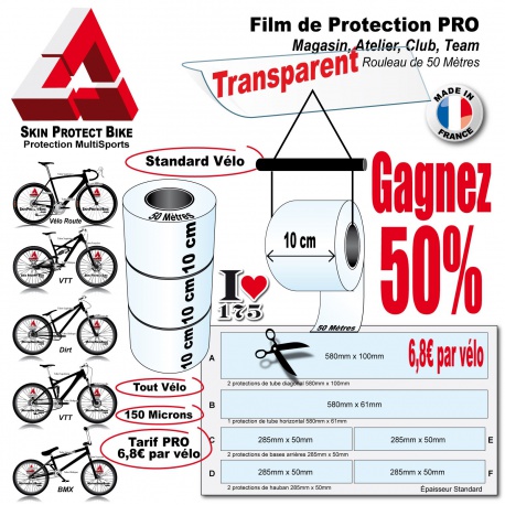 Film de Protection PRO Rouleau 10cm Vélo et Bike