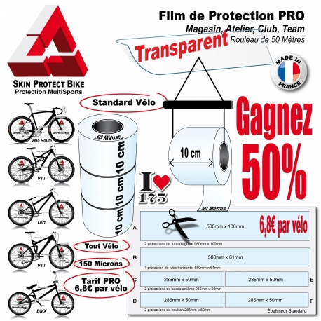 Film de Protection PRO Rouleau 10cm Vélo et Bike