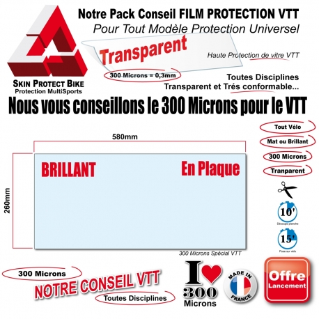 Conseil PACK Film de Protection VTT Universel 300 Microns Plaque ou Bande