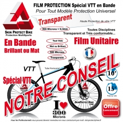 Kit Film Protection cadre VTT Universel 300 Microns en Bande Découpé