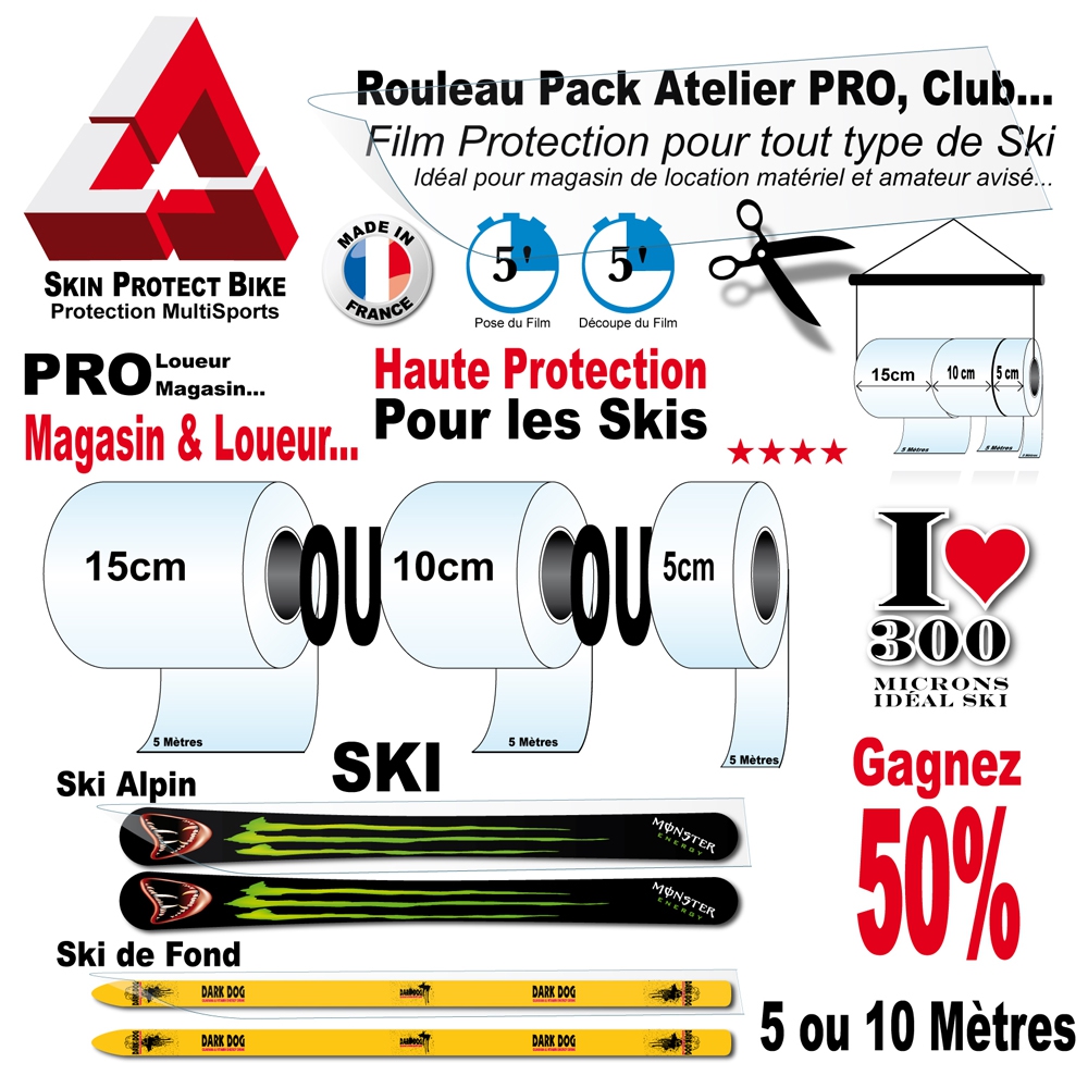 Film Protection PRO Ski alpin et fond 300 Microns Pack Atelier tape